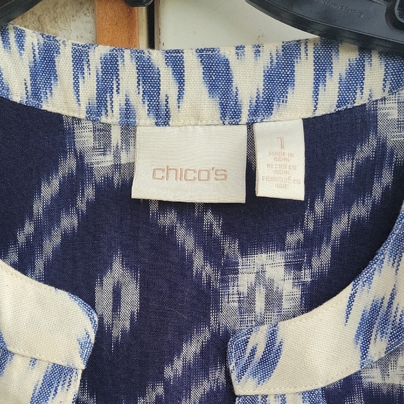 Chicos Blue and White Size 1 Patterned Jacket - Picture 2 of 7